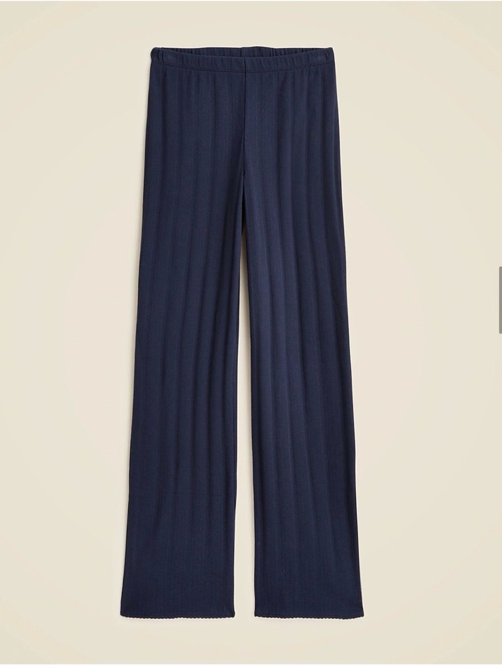 Wide-Leg Pointelle Knit Pants - Navy